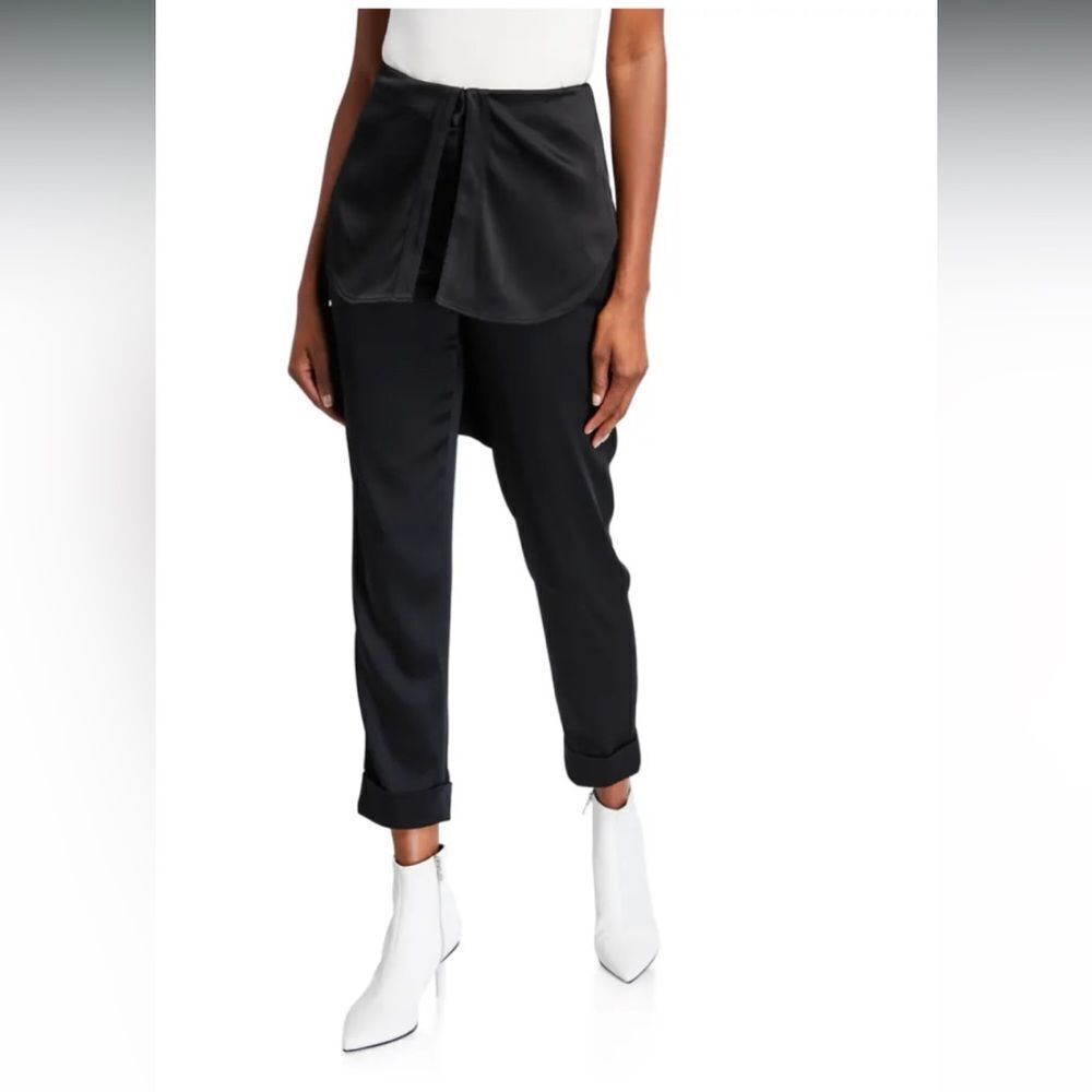 Hellessy Kooning satin trousers with shirttail overlay, size 10